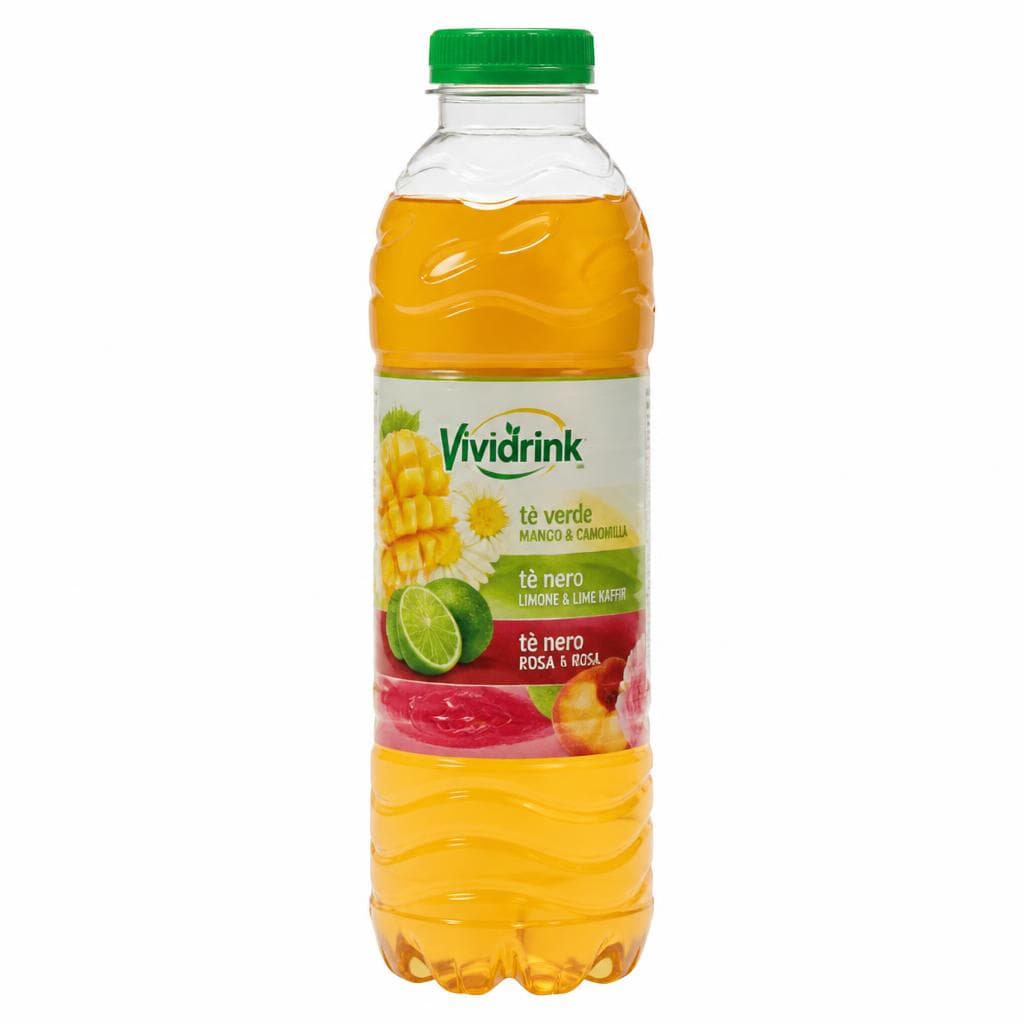 Vividrink tè verde Mango & Camomilla / tè nero Limone & Lime Kaffir / tè nero Pesca & Rosa, 500 ml – Dpiù