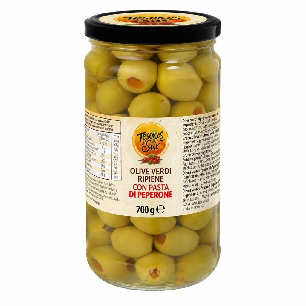 Tesoros del Sur Olive verdi ripiene, 700 g – ALDI