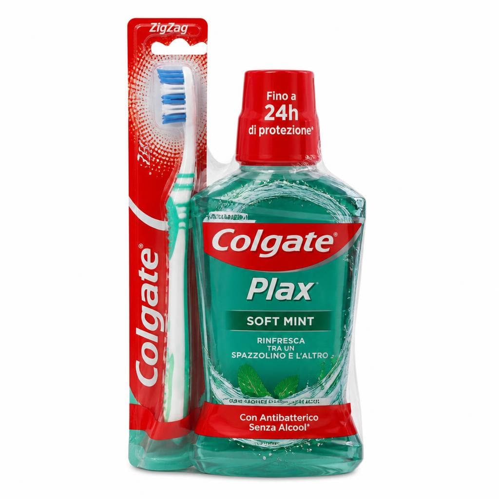 Colgate spazzolino Zig Zag e collutorio Plax, 6 pezzi e 500 ml x 2 – Risparmio Casa