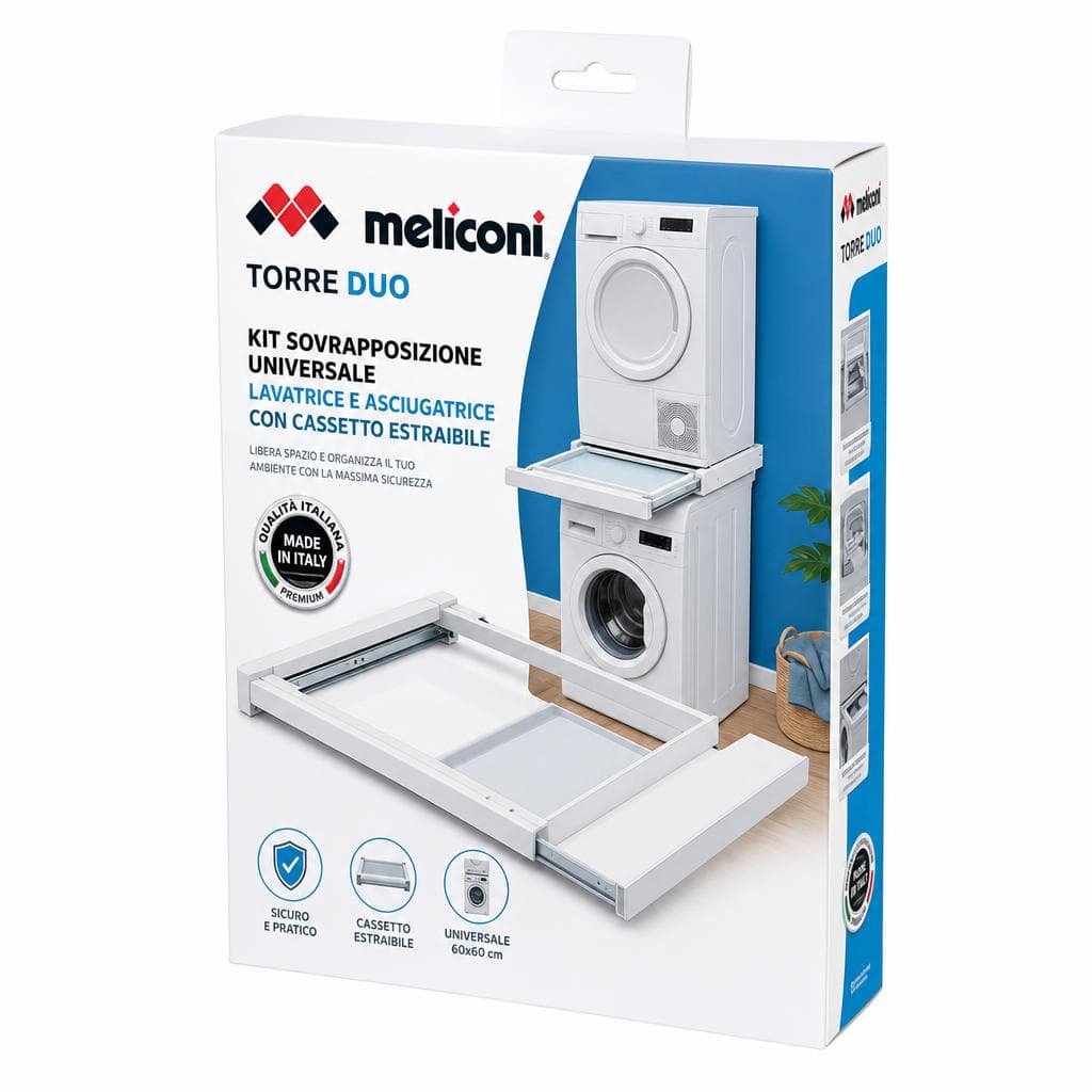 Meliconi kit sovrapposizione universale lavatrice e asciugatrice con cassetto estraibile Torre Duo – Comet