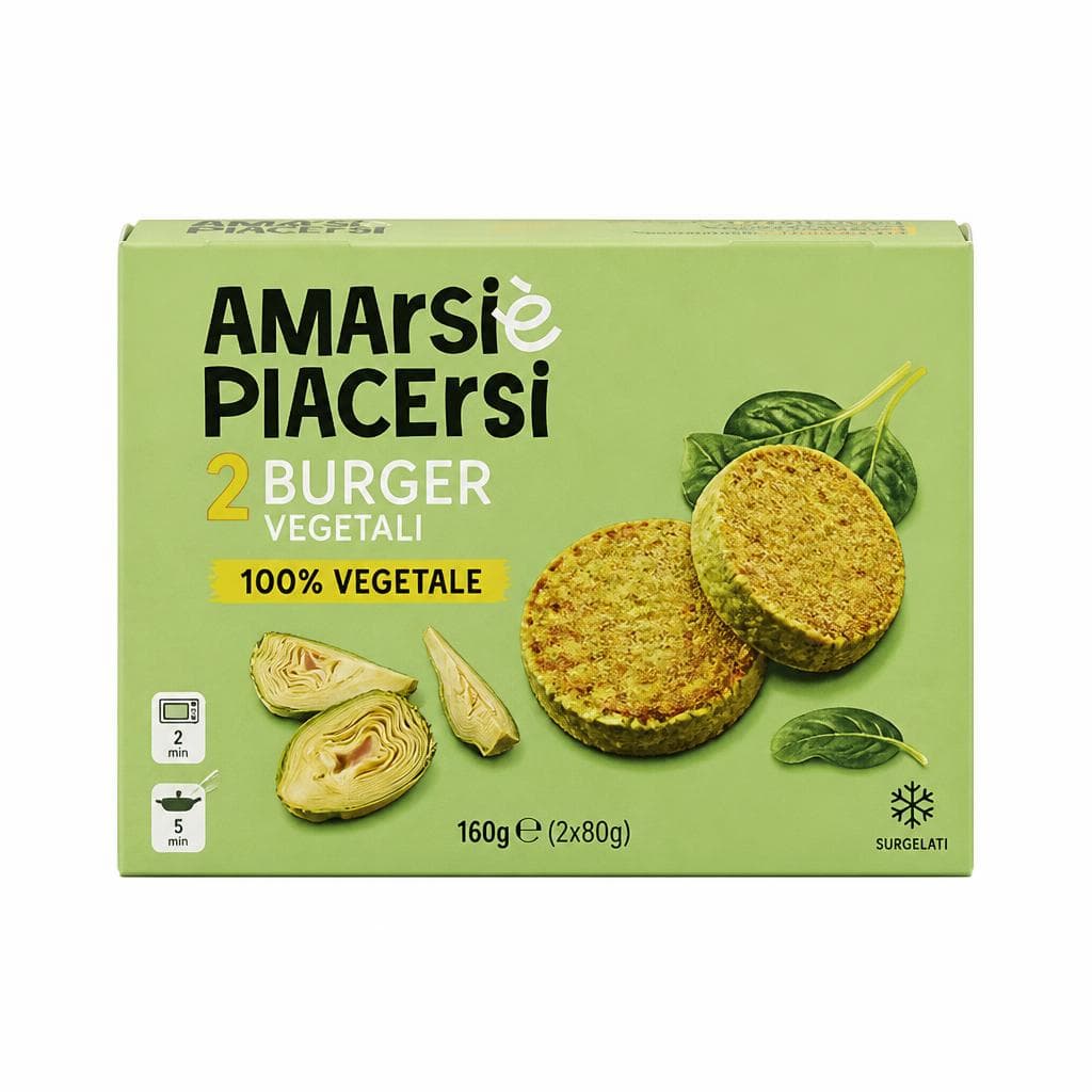 Burger vegetali con spinaci o con carciofi 160 g Amarsi è Piacersi in offerta da Iper La grande i