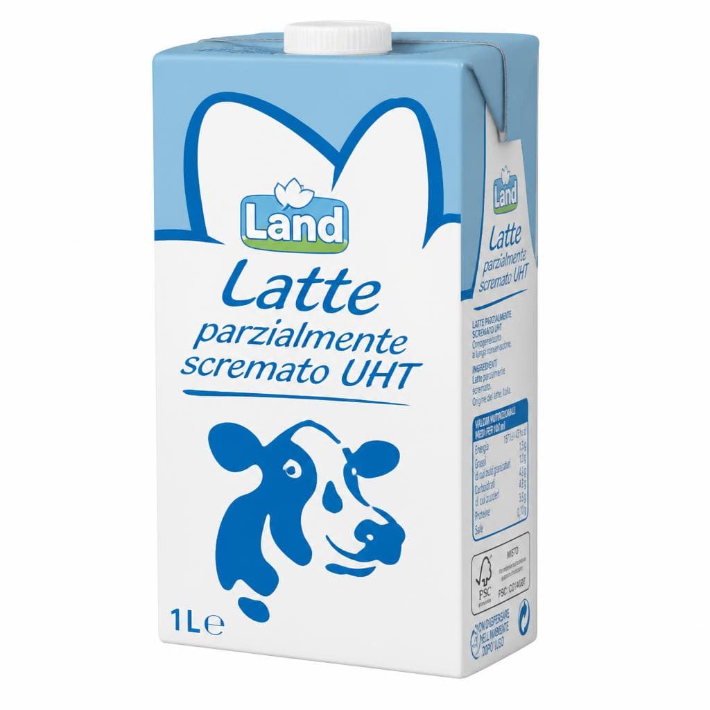 Latte parzialmente scremato UHT, 6 x 1 L Land – Eurospin