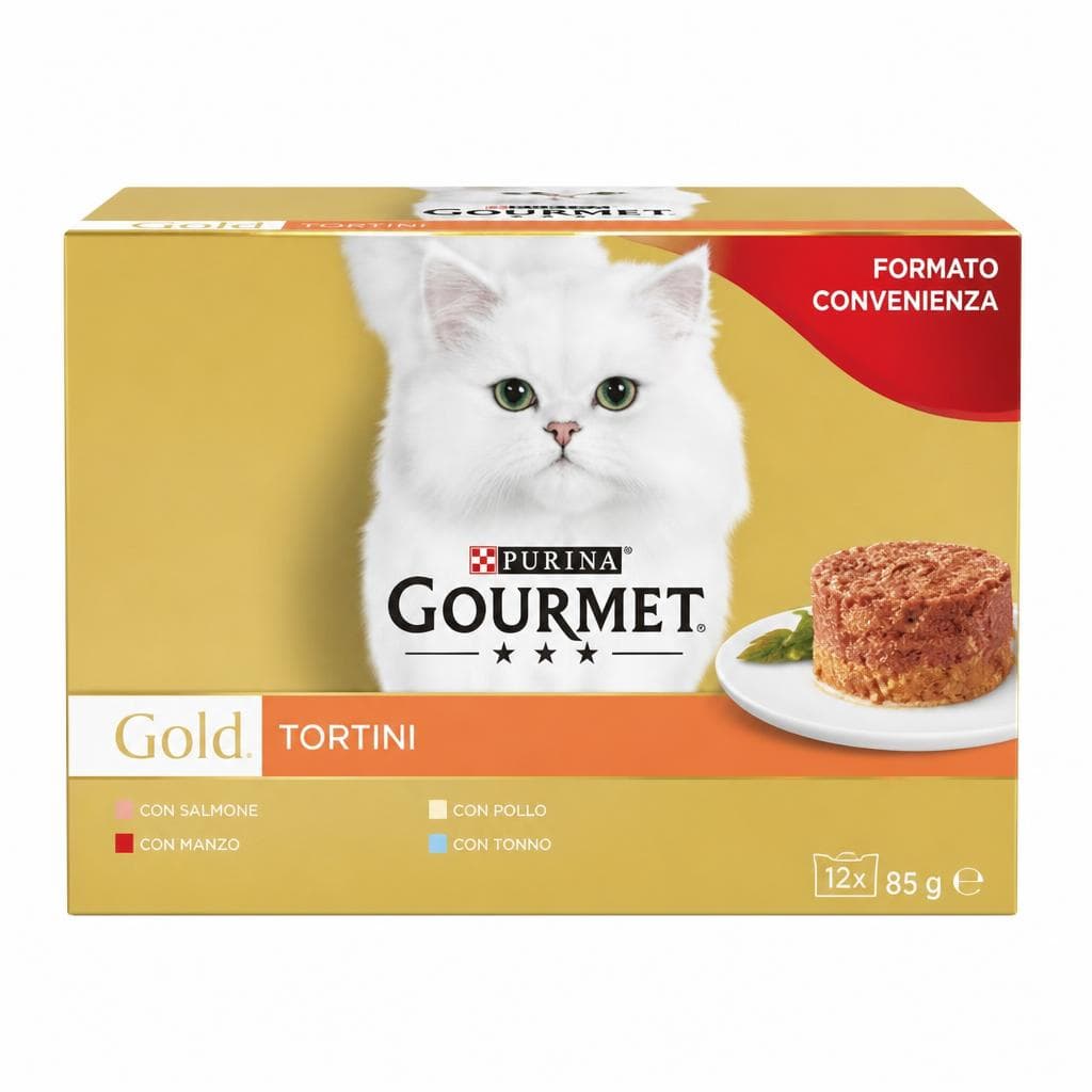Purina Gourmet Gold Tortini alimento per gatti, 24x85 g – Il Gigante