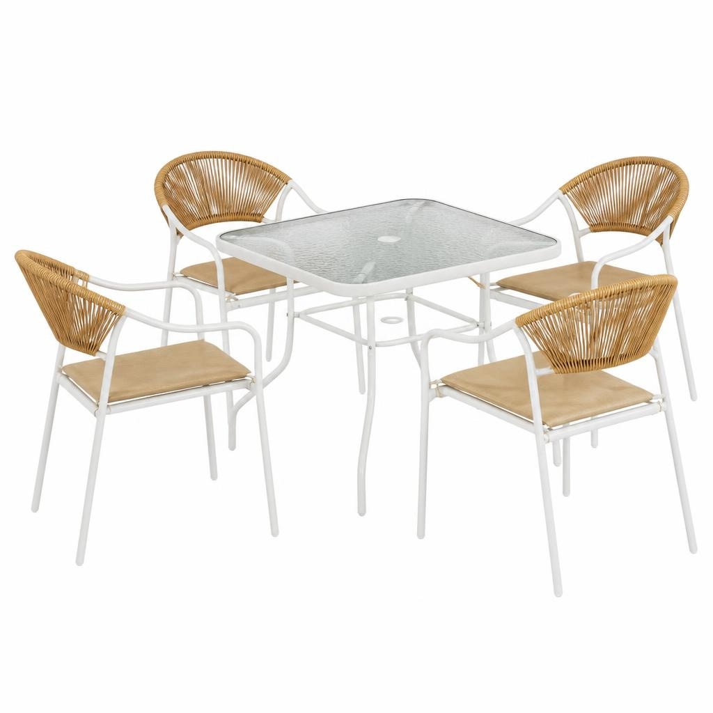 Tavolo con top in vetro e 4 sedie - Offerta nel negozio Happy Casa