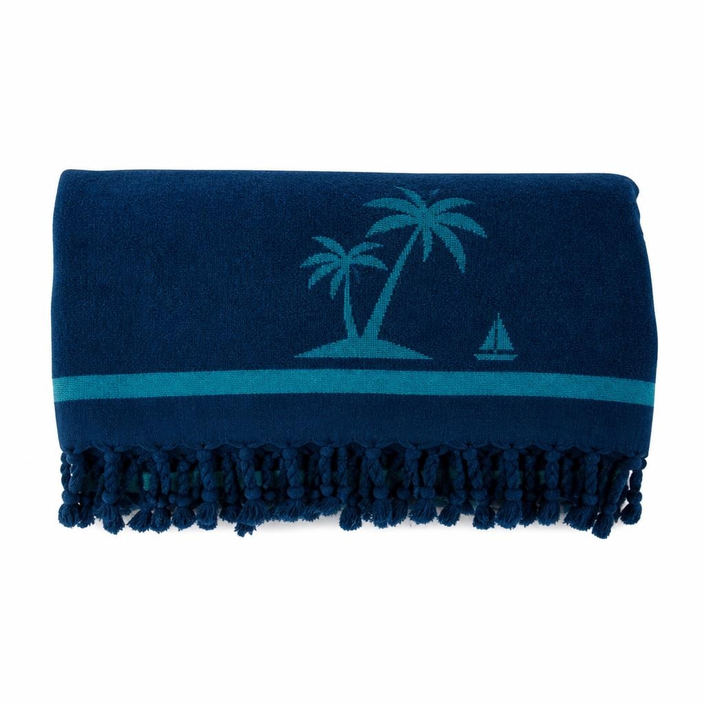 Telo Mare in Spugna Jacquard con Frange mis 90x160 cm - Offerta nel negozio Carrefour