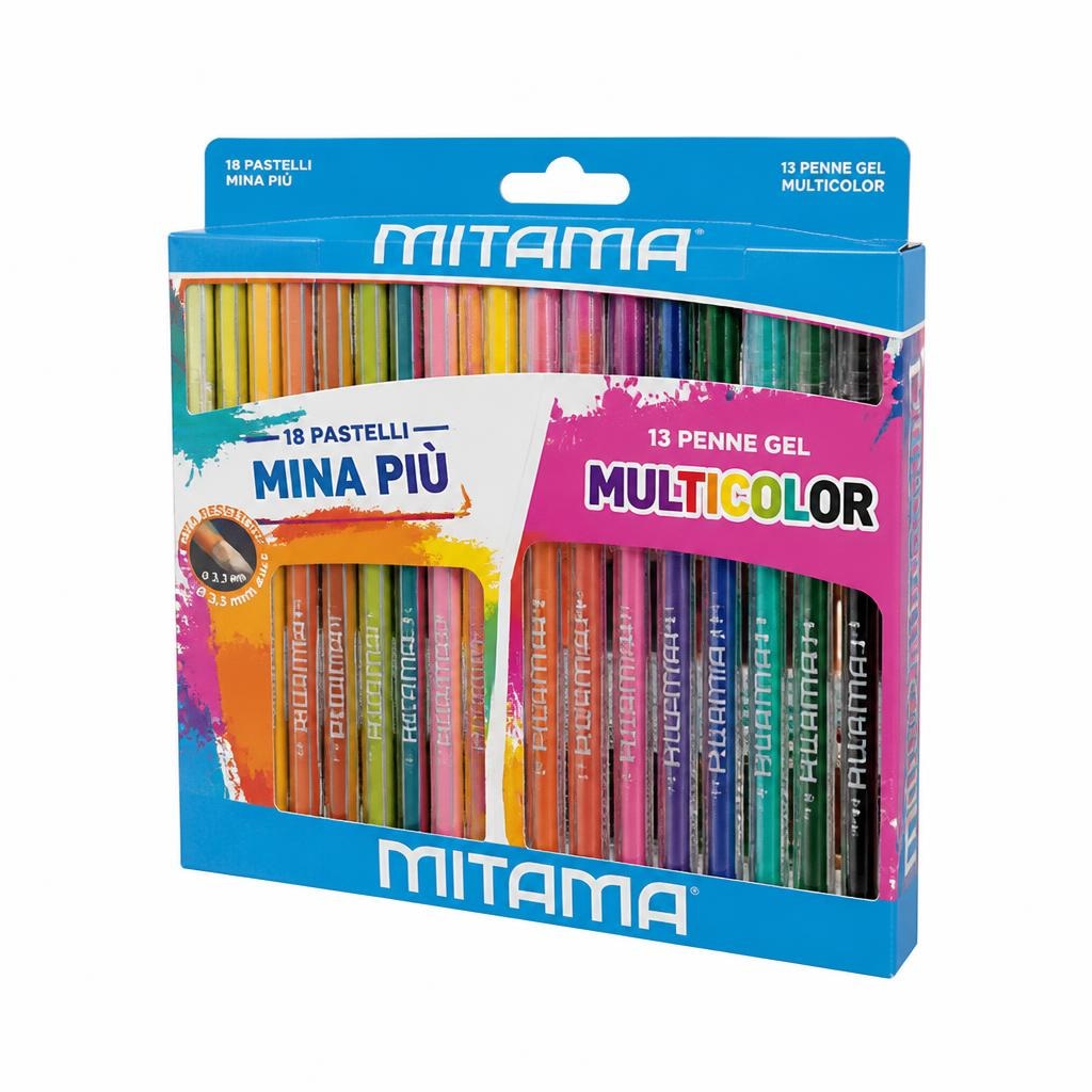 Pastelli "Mina Più" o penne gel "Multicolor" Mitama 18 pastelli o 13 penne gel in offerta da Panorama