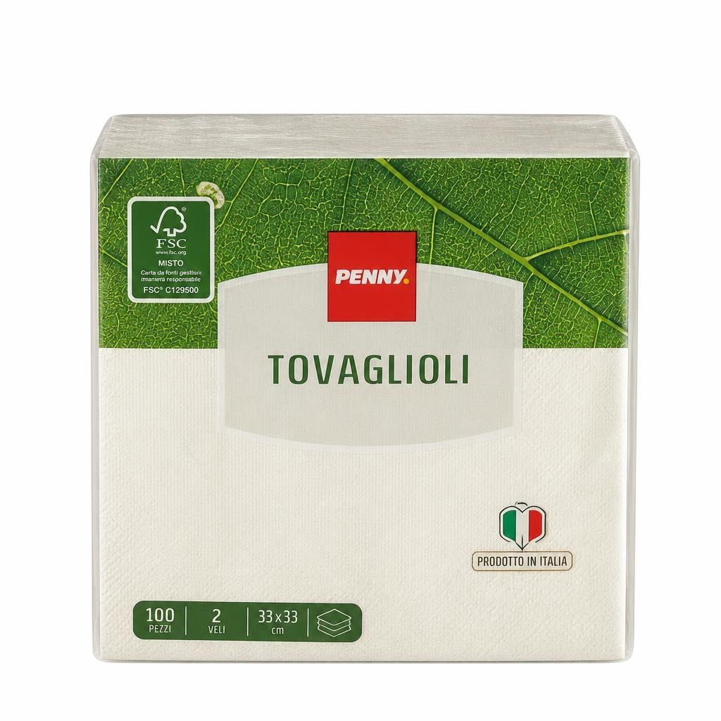 Tovaglioli Penny conf. da 100 pz - 2 veli - Offerta nel negozio Penny