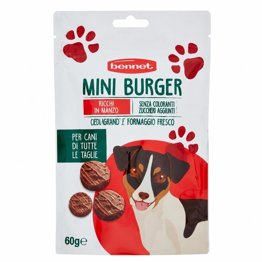 Mini Burger per cani ricchi in manzo Bennet g 60 - Offerta nel negozio Bennet