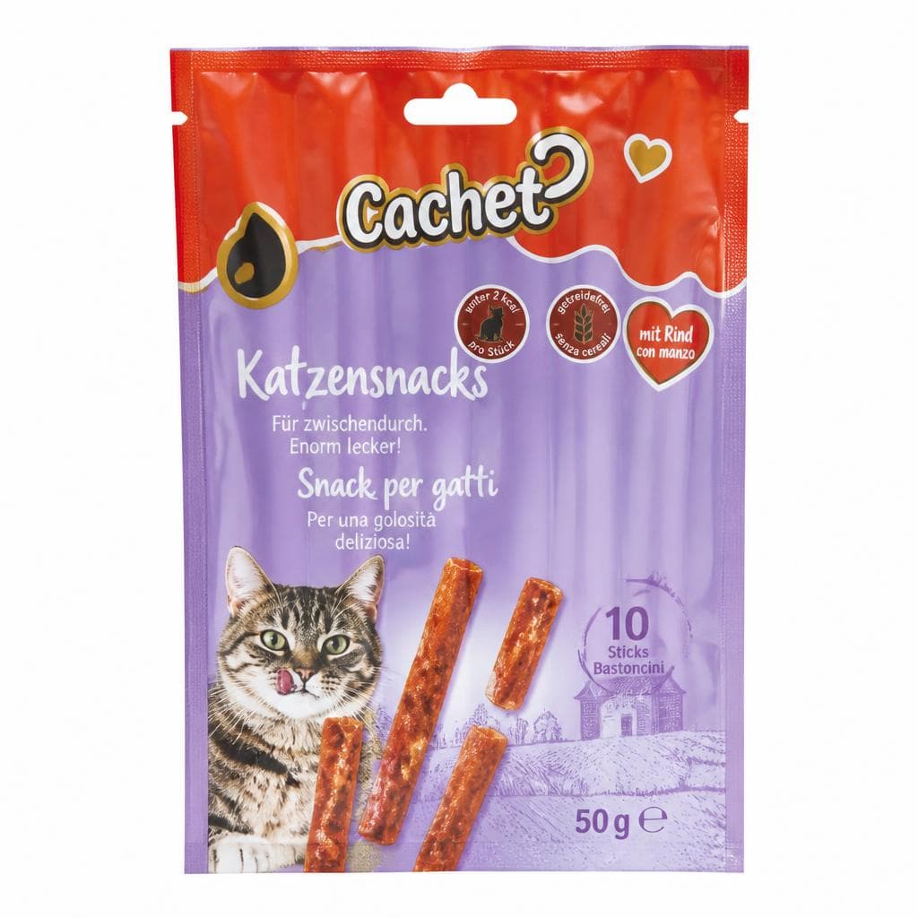 Snack per gatti 10 x 5 g Cachet in offerta da ALDI