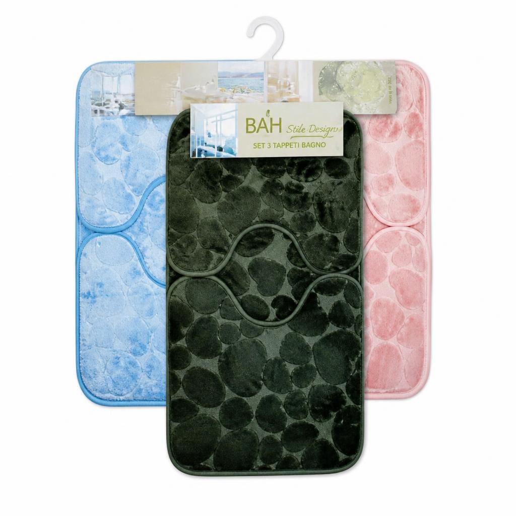 Set 3 tappeti bagno 45x75 cm - 45x37 cm in offerta da Risparmio Casa