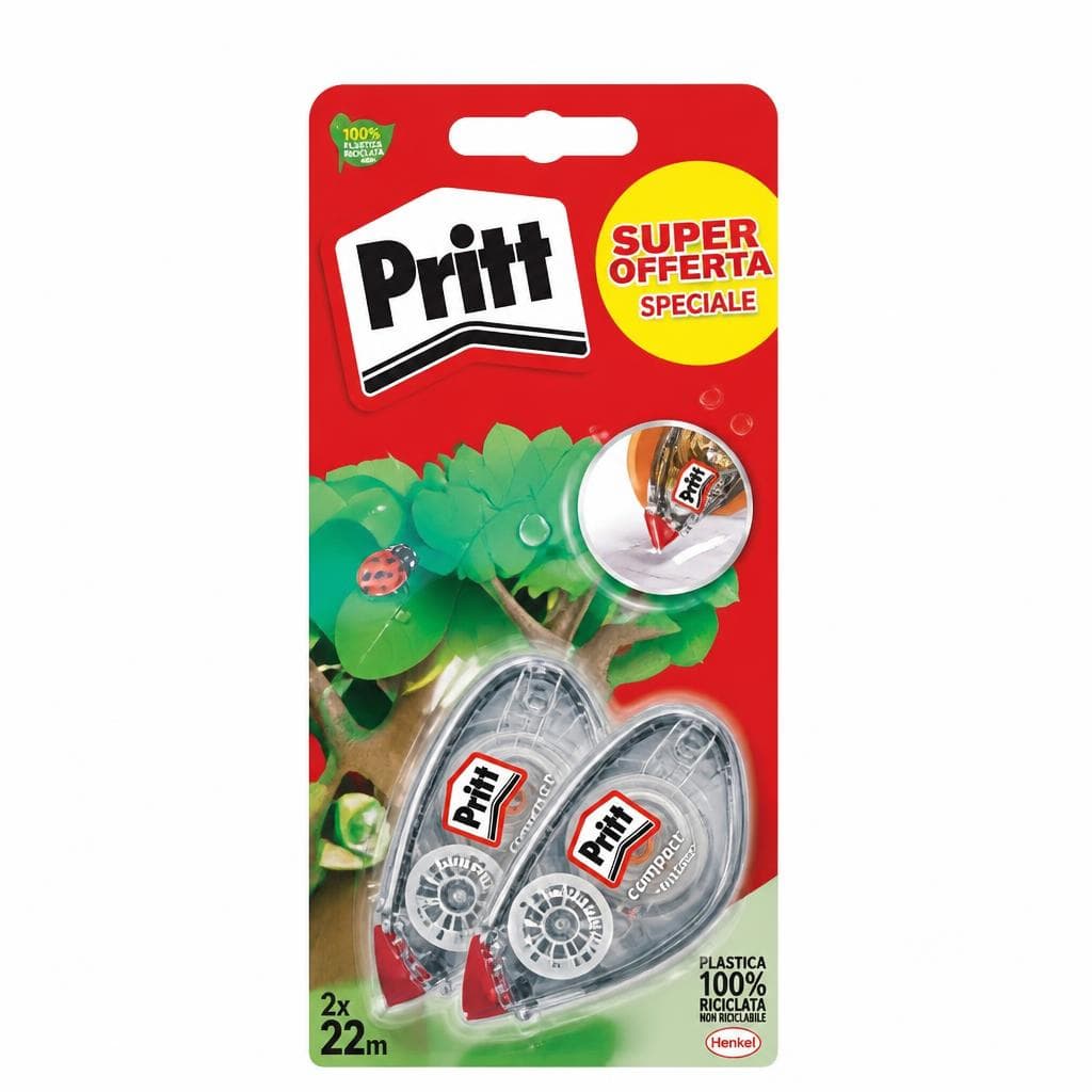 Correttori Roller Compact 4,2 mm Pritt, Conf. 2 pezzi – Carrefour