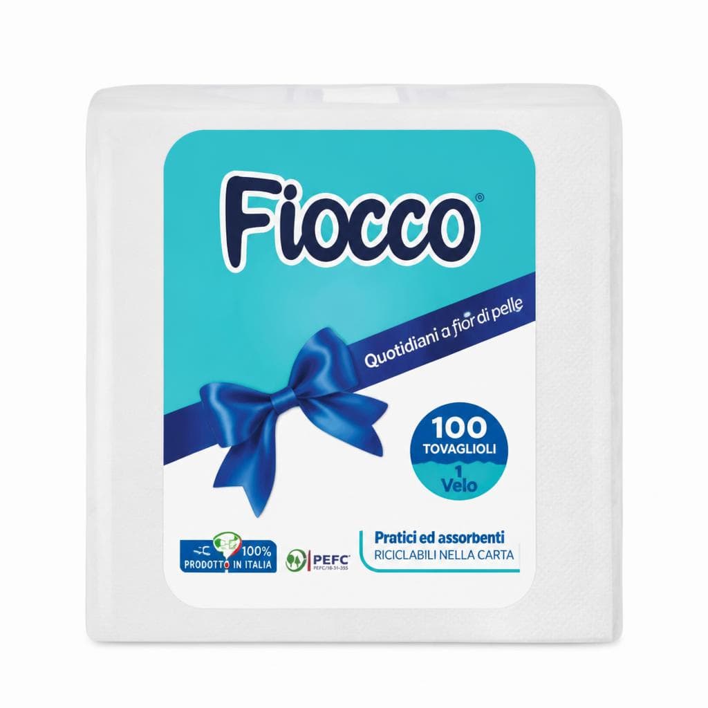 Tovaglioli Fiocco, 100 tovaglioli, 2 veli, 33x33 cm – MD