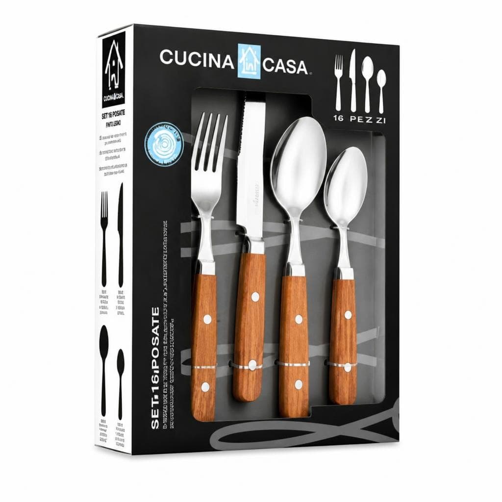 Set 16 posate finito legno, 16 pezzi Cucina Casa – Risparmio Casa
