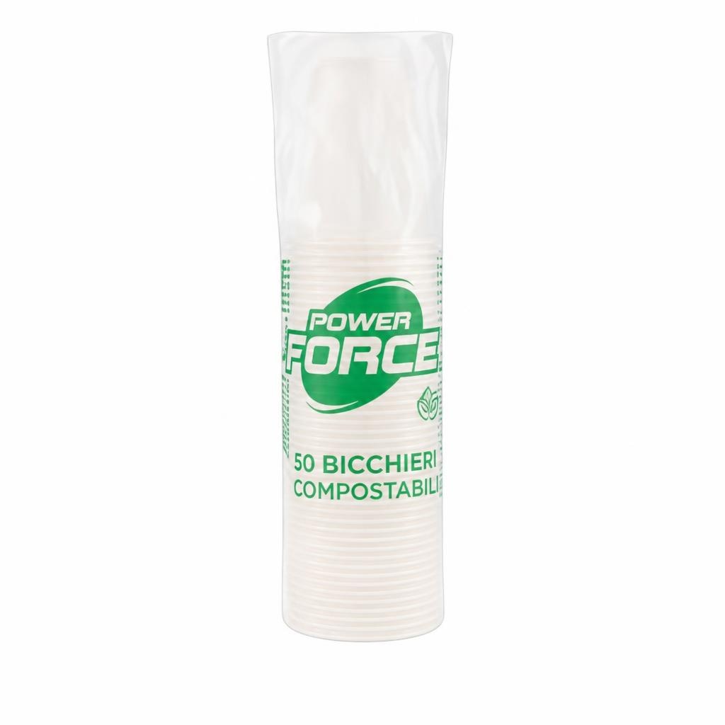 Power Force bicchieri compostabili 50 pezzi in offerta da ALDI