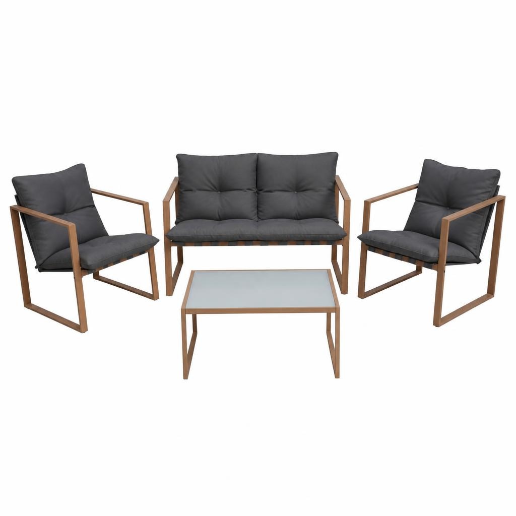 Tavolo con top in vetro 2 poltrone e divanetto - Offerta nel negozio Happy Casa