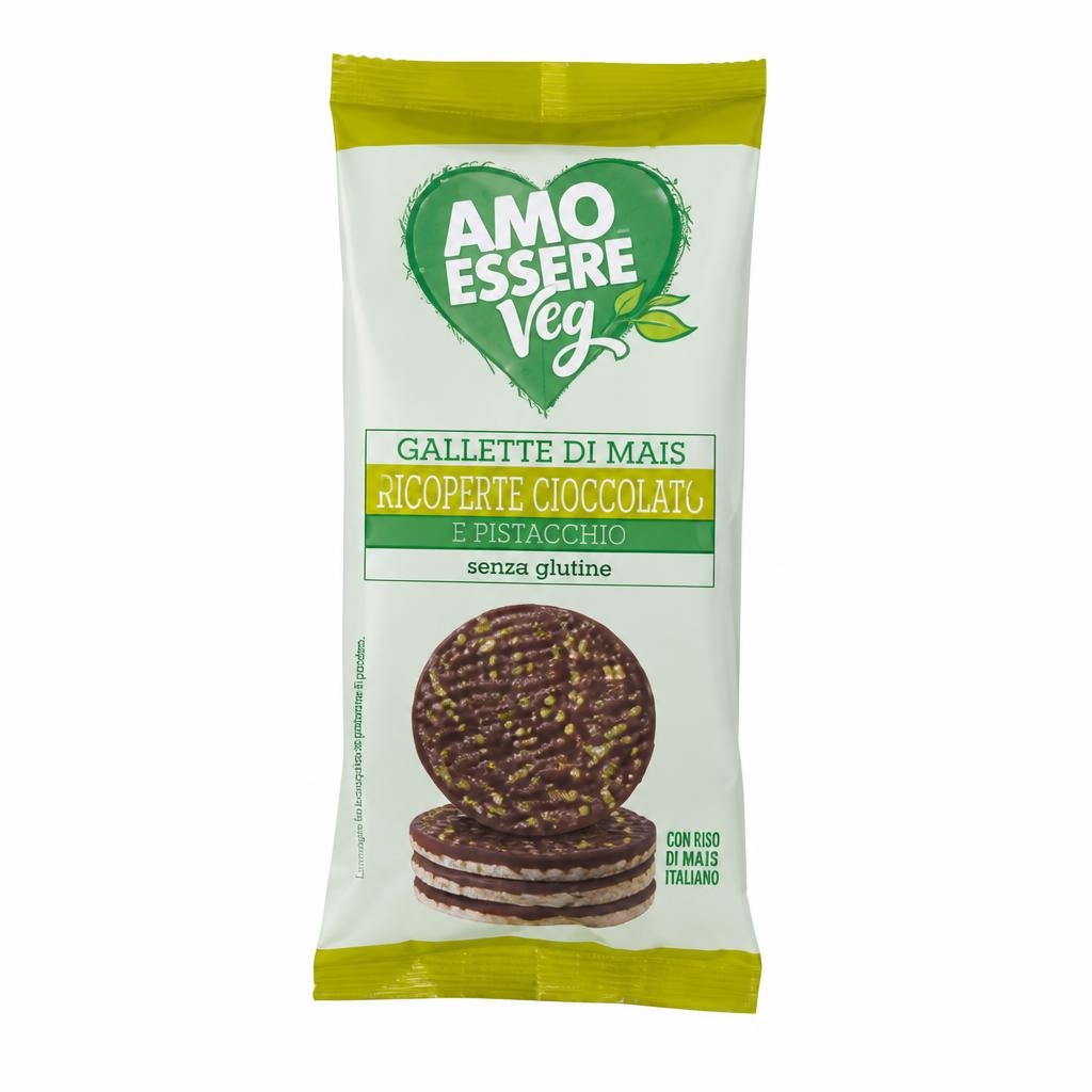 Gallette di Mais Ricoperte Cioccolato e Pistacchio 72 g AMO ESSERE Veg - Offerta nel negozio Eurospin